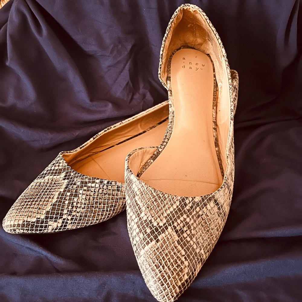 A New Day Snakeskin Flats size 9